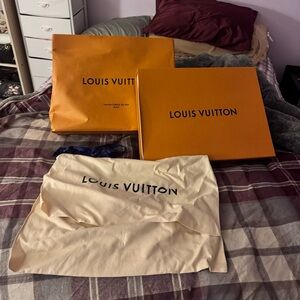 Louis Vuitton Orange Box and Cream Dust Bag Set